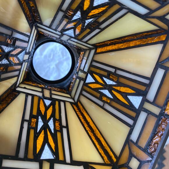 Tiffany Style Stained Glass Pendant Lamp Shades Set of 4 Square Iridescent 5" - Picture 10 of 16